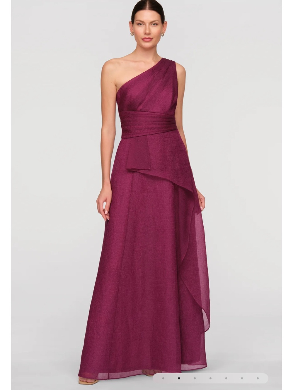 JS Collections One-Shoulder Magenta Evening Gown - Picture 4 of 6